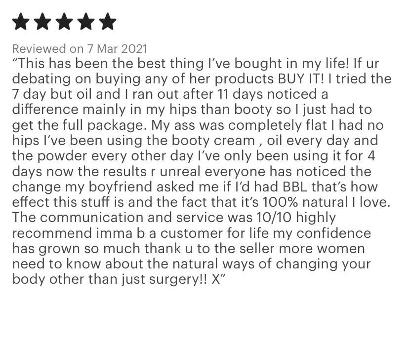 Bglamourco Butt & Hips enlargement oil (for a bigger butt and hips, natural bbl look)
