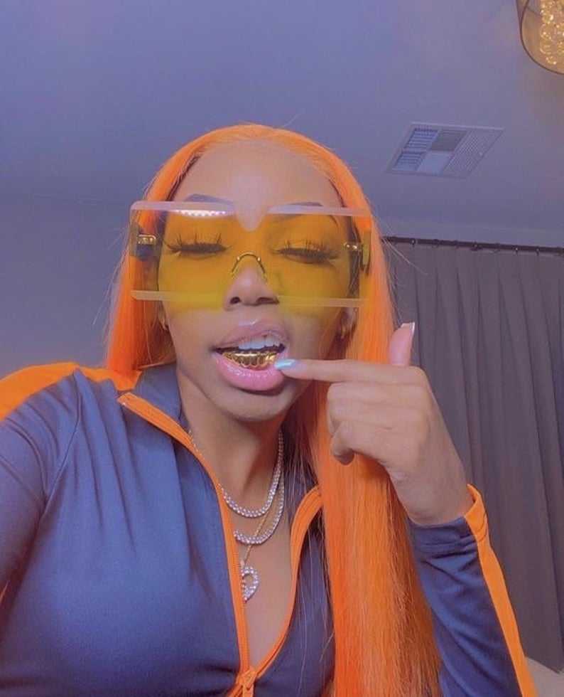 Orange Ginger Colored Lace Closure Human Hair Wig Pre Plucked Brazillian Straight Lace Wigs 150% Remy Hair 4x4 lace closure